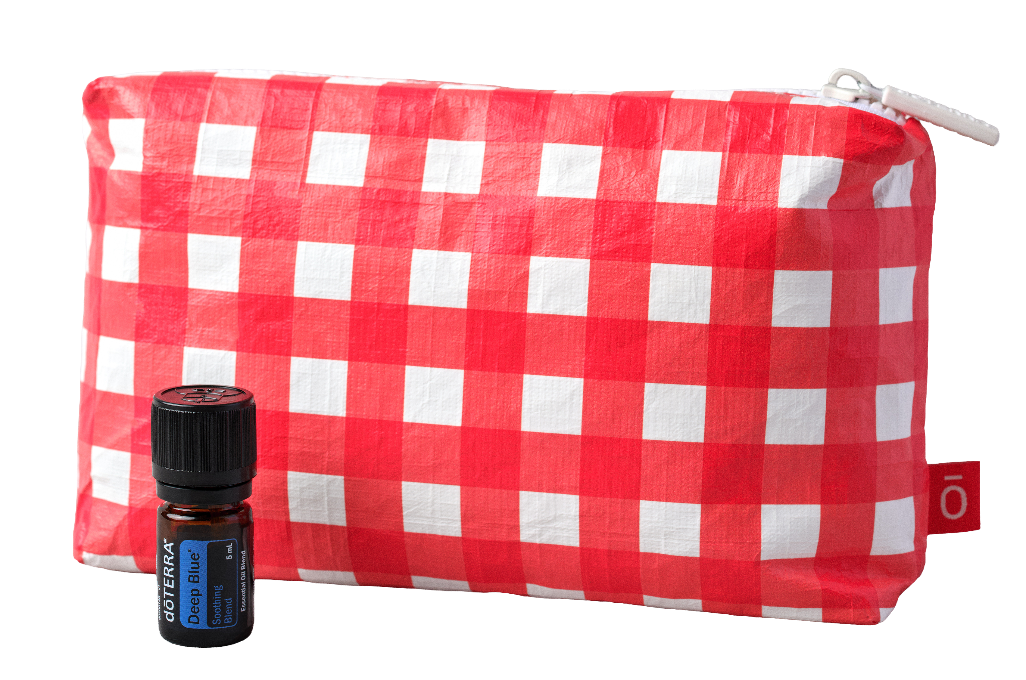 Deep Blue essential oil blend with red gingham bag